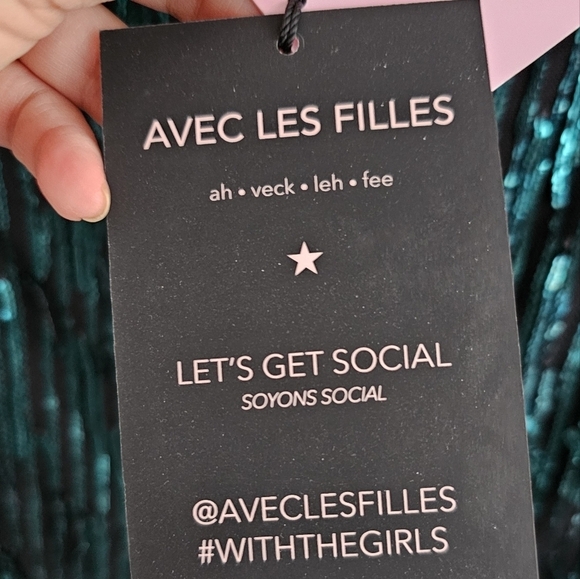 Avec Les Filles Swiftie Esthetic Teal Sequin Fringe Mini Skirt small - Picture 8 of 10